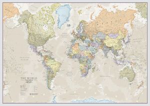 WORLD POLITICAL CLASSIC HUGE WALL MAP LAMINATED  *