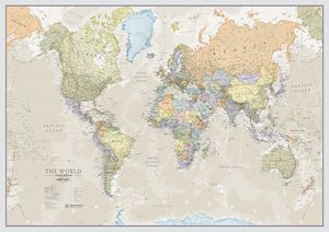 WORLD POLITICAL CLASSIC WALLMAP LAMINATED 1:40,000,000 *