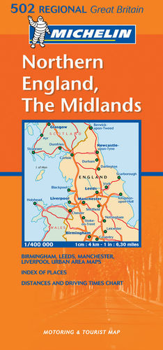 NORTHERN ENGLAND, THE MIDLANDS MAPA 1:400,000