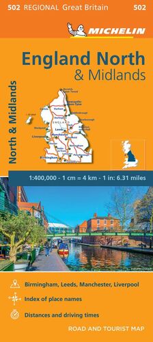 502 MAPA REGIONAL NORTHERN ENGLAND, MIDLANDS  1:400.000