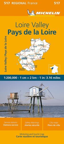 517 MAPA REGIONAL LOIRE VALLEY ; PAYS DE LA LOIRE 1:200.000