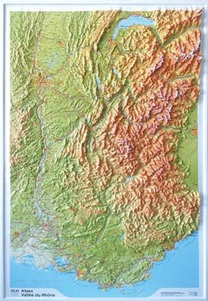 ALPES VALLEE DU RHONE 1:375 000 (RELIEVE) *