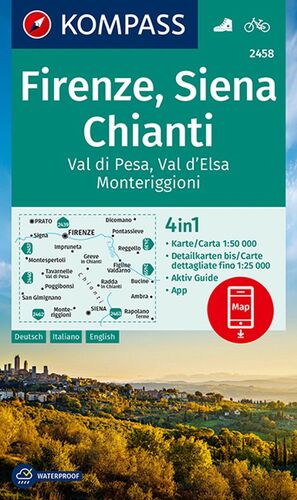 2458 FIRENZE, SIENA, CHIANTI 1:50,000 (4 EN 1) *