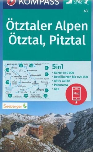 43 OTZTALER ALPEN - ÖTZTAL, PITZTAL 1:50,000 (5 EN 1)