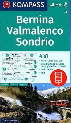 93 BERNINA VALMALENCO SONDRIO. E.1:50,000 - 1:25,000 (4 EN 1)