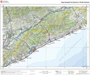 MARESME MAPA RELIEVE TOPOGRAFICO  E.1:100,000