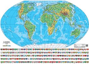MUNDO FÍSICO MURAL PLASTIFICADO 1:58.000.000 *