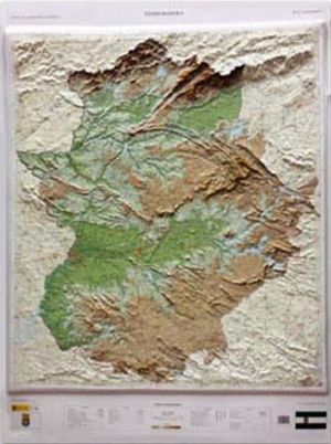 MAPA EXTREMADURA RELIEVE 1:300.000 *