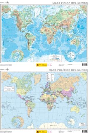 MAPA FÍSICO DEL MUNDO - MAPA POLÍTICO DEL MUNDO. 1:82.350.000