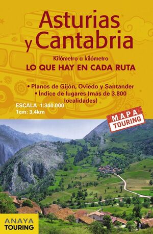 MAPA DE CARRETERAS ASTURIAS Y CANTABRIA 1:340.000
