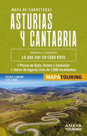 MAPA DE CARRETERAS ASTURIAS Y CANTABRIA 1:340.000