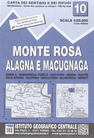 10 MONTE ROSA, ALAGNA E MACUGNAGA 1:50.000