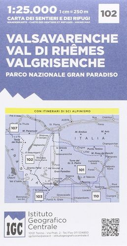 102 VALSAVARENCHE, VAL DI RHEMES, VALGRISENCHE 1:25,000