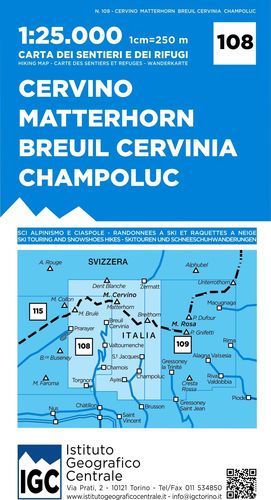 108 CERVINO MATTERHORN, BREUIL CERVINIA, CHAMPOLUC 1:25.000