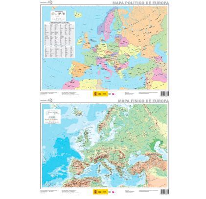 Comprar cuadro Mapa Europa físico - Mapas 